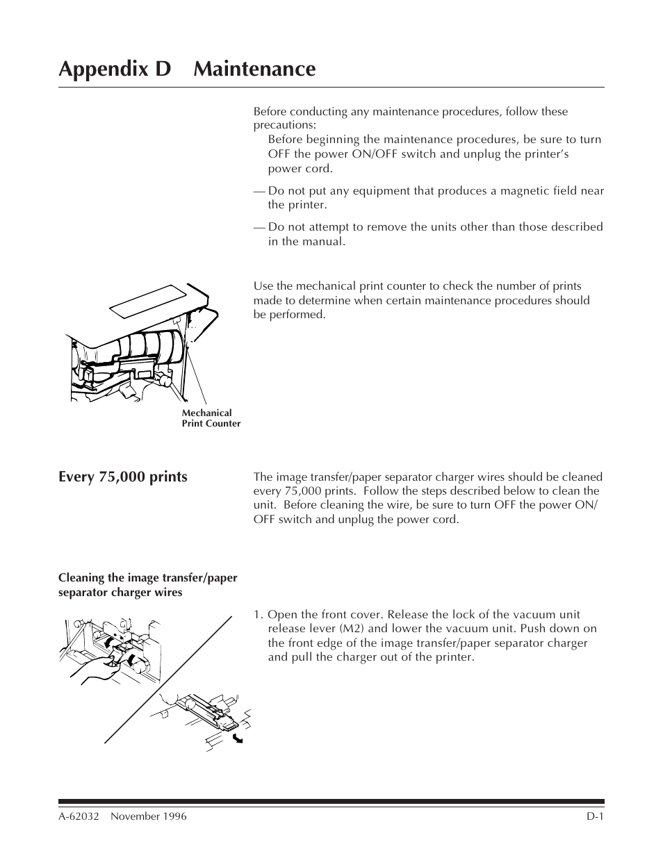 Appendix d maintenance, Every 75,000 prints | Kodak 7 User Manual | Page 27 / 34