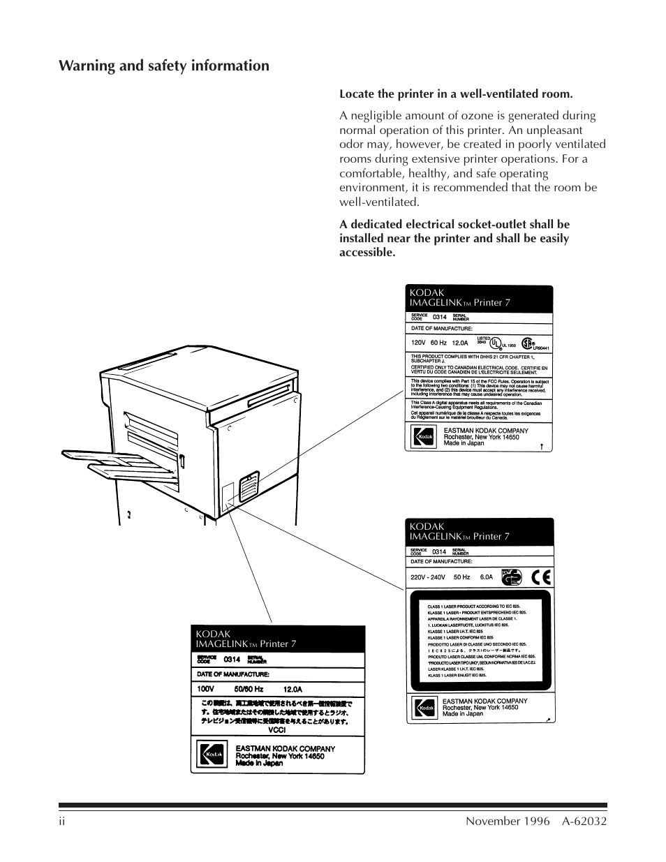 Warning and safety information | Kodak 7 User Manual | Page 3 / 34