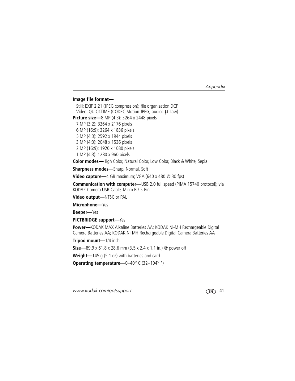 Kodak EasyShare C122 User Manual | Page 47 / 58