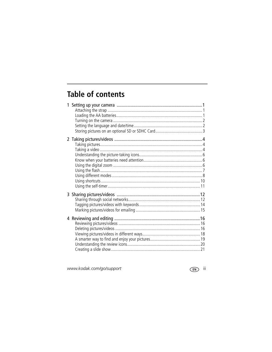 Kodak EasyShare C122 User Manual | Page 5 / 58