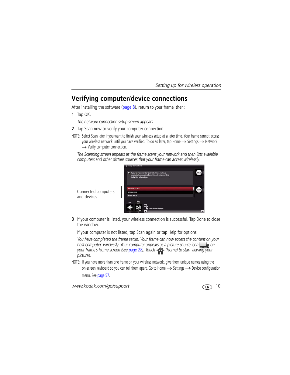 Verifying computer/device connections | Kodak Digital Photo Frame User Manual | Page 17 / 89