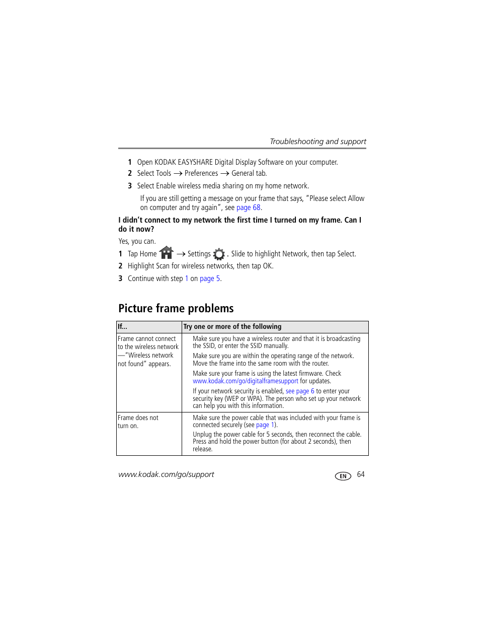 Picture frame problems | Kodak Digital Photo Frame User Manual | Page 71 / 89