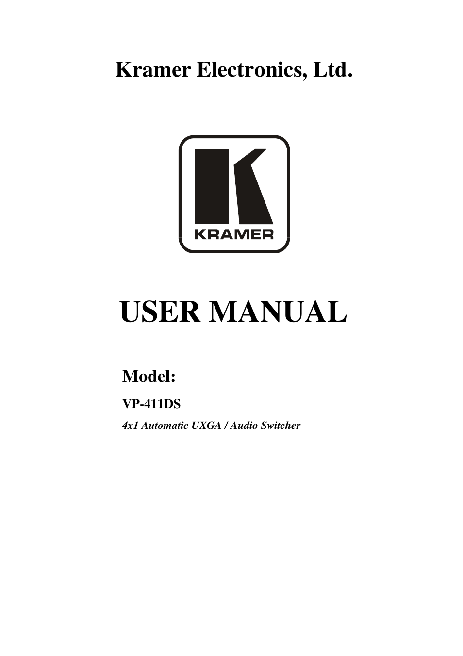Kramer Electronics AUDIO SWITCHER VP-411DS User Manual | 22 pages