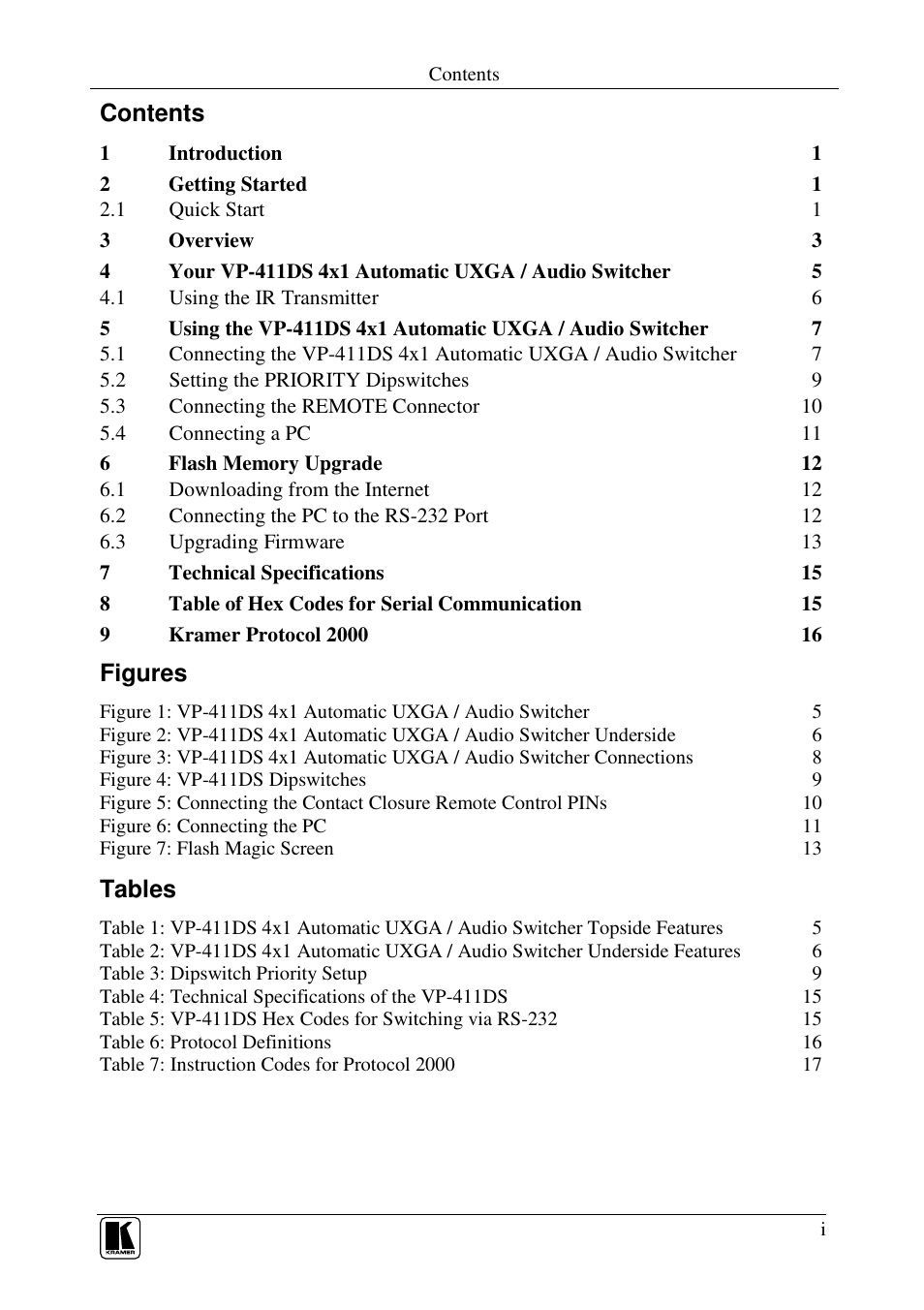 Kramer Electronics AUDIO SWITCHER VP-411DS User Manual | Page 2 / 22