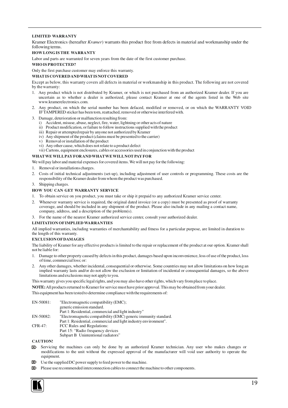 Kramer Electronics AUDIO SWITCHER VP-411DS User Manual | Page 21 / 22