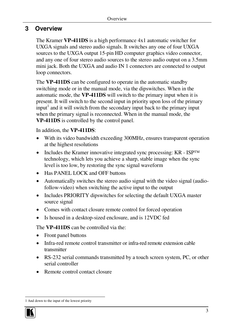Kramer Electronics AUDIO SWITCHER VP-411DS User Manual | Page 5 / 22