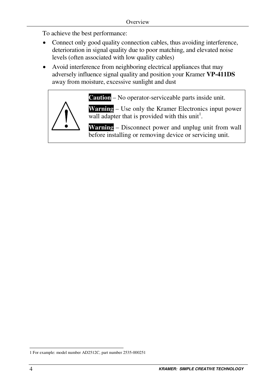 Kramer Electronics AUDIO SWITCHER VP-411DS User Manual | Page 6 / 22