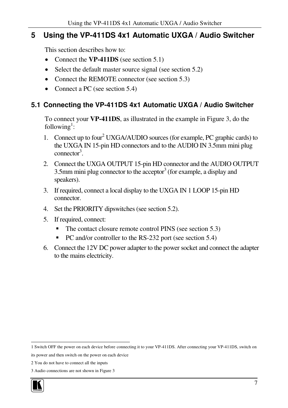 Kramer Electronics AUDIO SWITCHER VP-411DS User Manual | Page 9 / 22