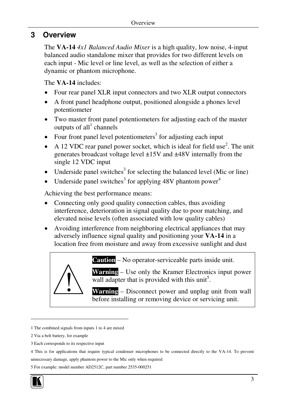 3 overview | Kramer Electronics VA-14 User Manual | Page 5 / 12