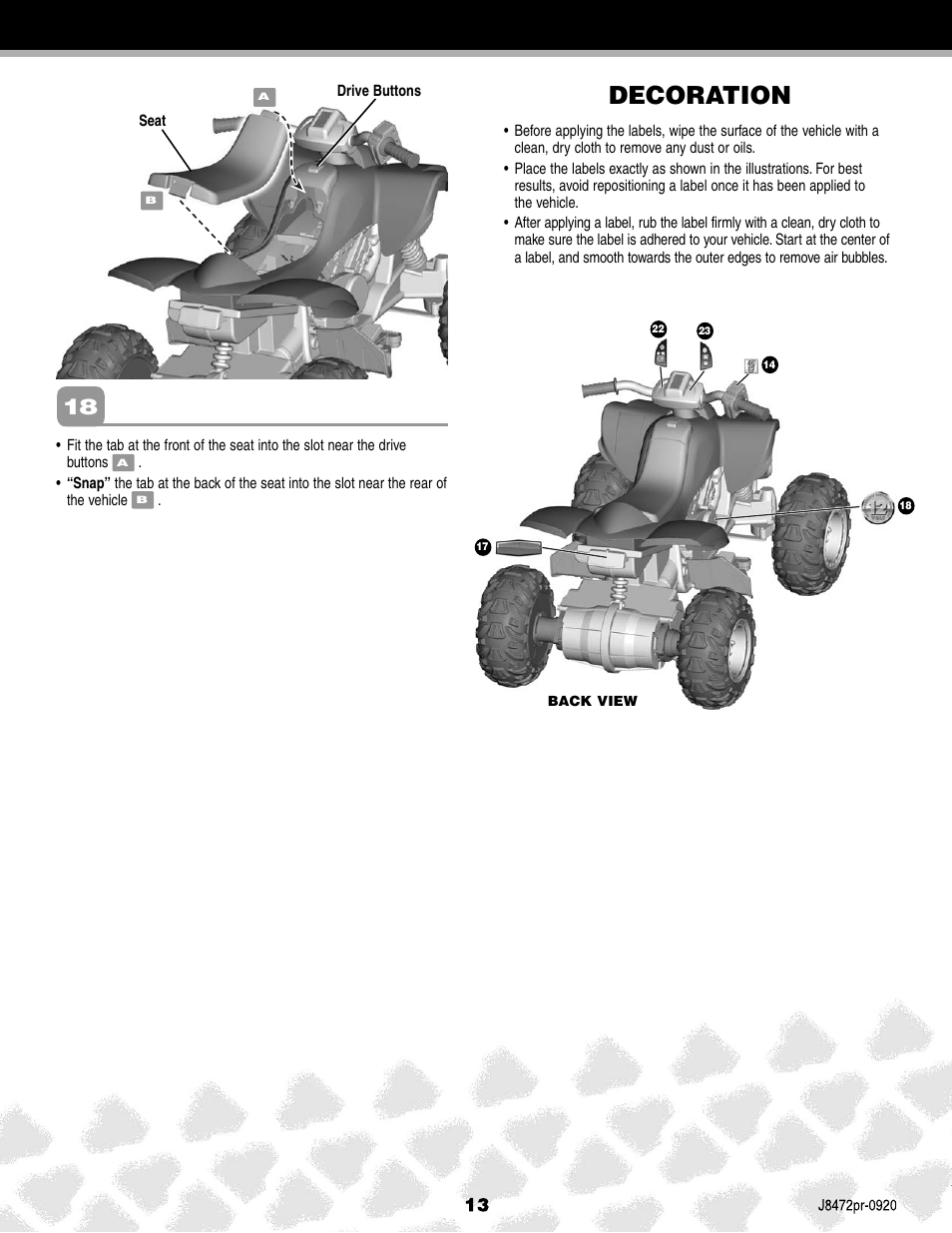 Decoration | Kawasaki KFX NINJA K0450 User Manual | Page 13 / 24