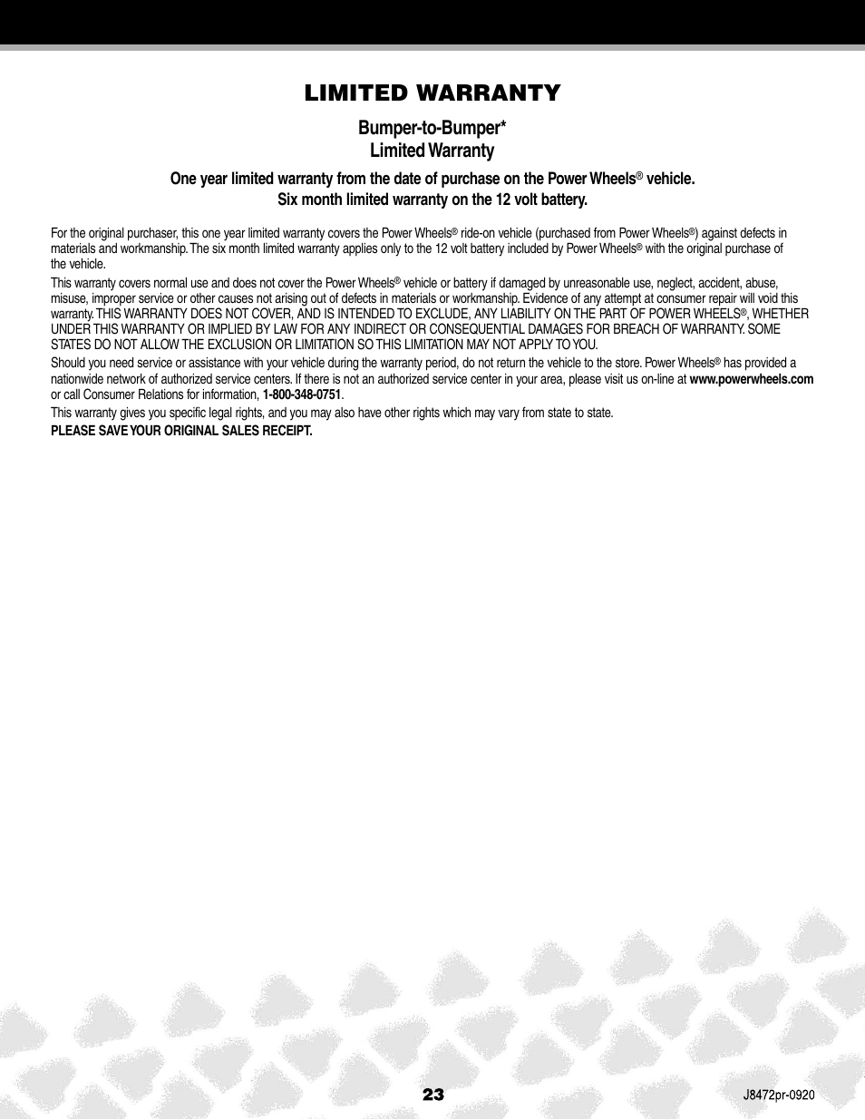 Limited warranty, Bumper-to-bumper* limited warranty | Kawasaki KFX NINJA K0450 User Manual | Page 23 / 24