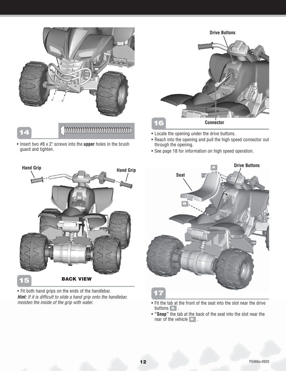 Kawasaki POWER WHEELS P5066 User Manual | Page 12 / 24