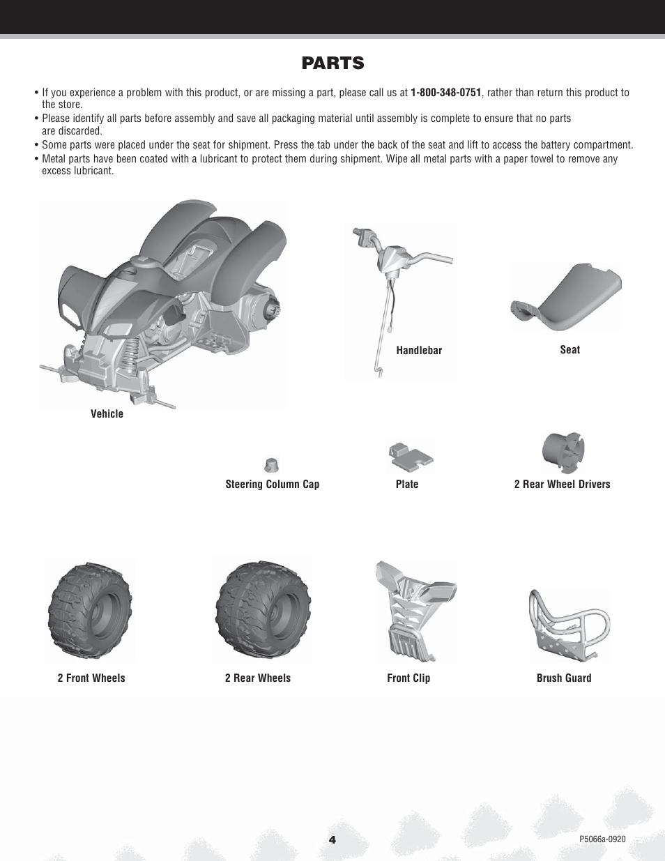 Parts | Kawasaki POWER WHEELS P5066 User Manual | Page 4 / 24