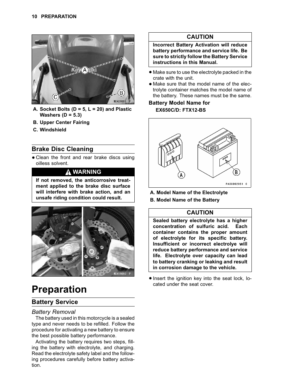 Preparation | Kawasaki NINJA 650R User Manual | Page 12 / 32