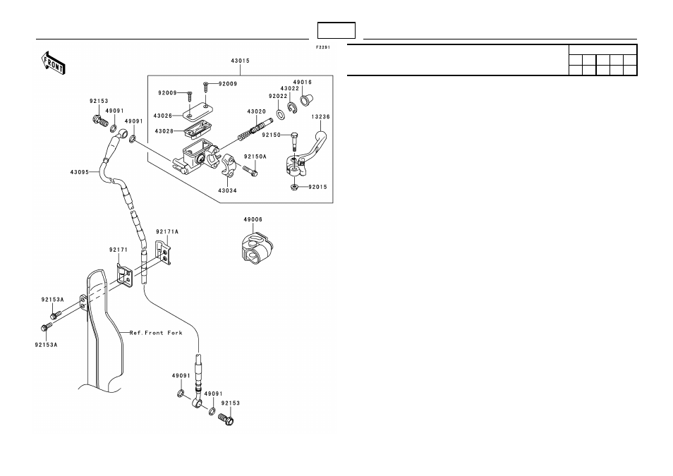 Front master cylinder | Kawasaki MICRO-K KX450 D8F User Manual | Page 58 / 85