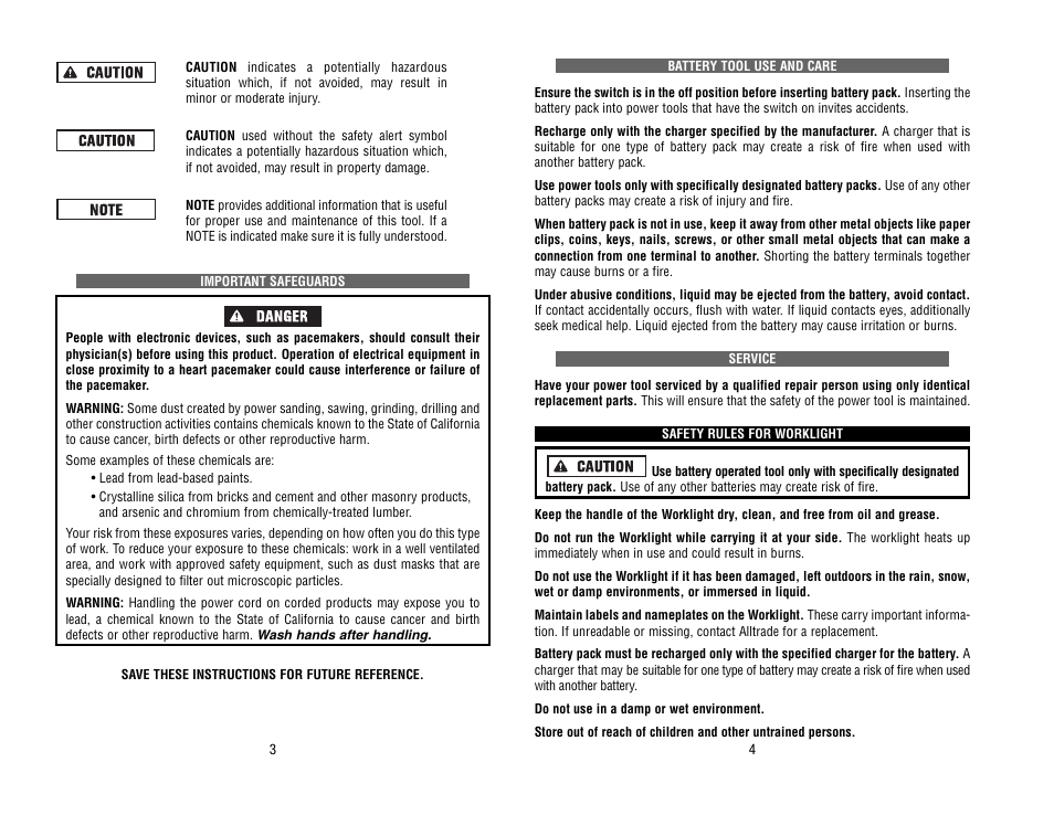 Kawasaki 19.2V BATTERY-OPERATED WORKLIGHT 690081-1HR User Manual | Page 3 / 9