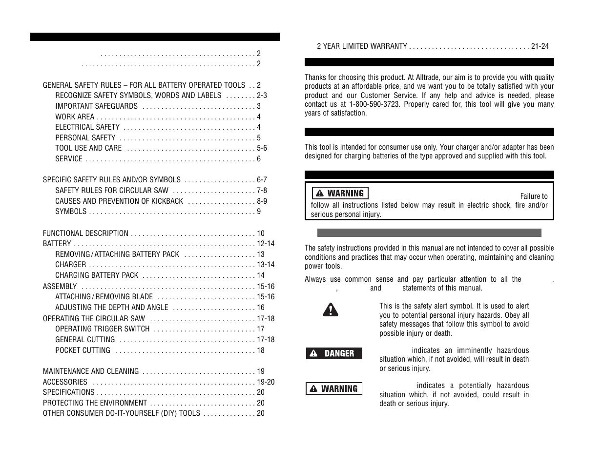 Kawasaki 19.2V BATTERY-OPERATED CIRCULAR SAW User Manual | Page 2 / 52