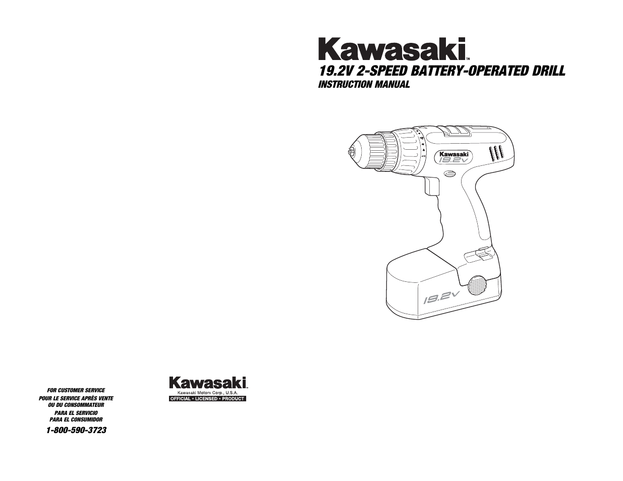 2v 2-speed battery-operated drill, Instruction manual | Kawasaki 19.2V BATTERY-OPERATED CIRCULAR SAW User Manual | Page 36 / 52