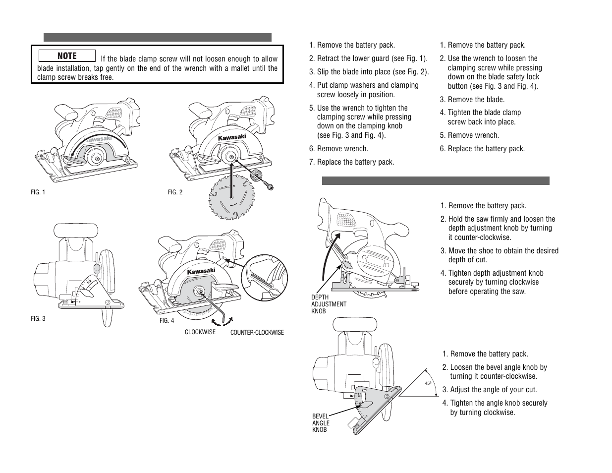 Kawasaki 19.2V BATTERY-OPERATED CIRCULAR SAW User Manual | Page 9 / 52