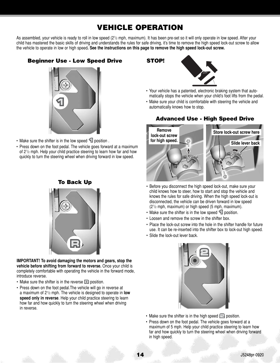 Vehicle operation | Kawasaki J5248 User Manual | Page 14 / 20