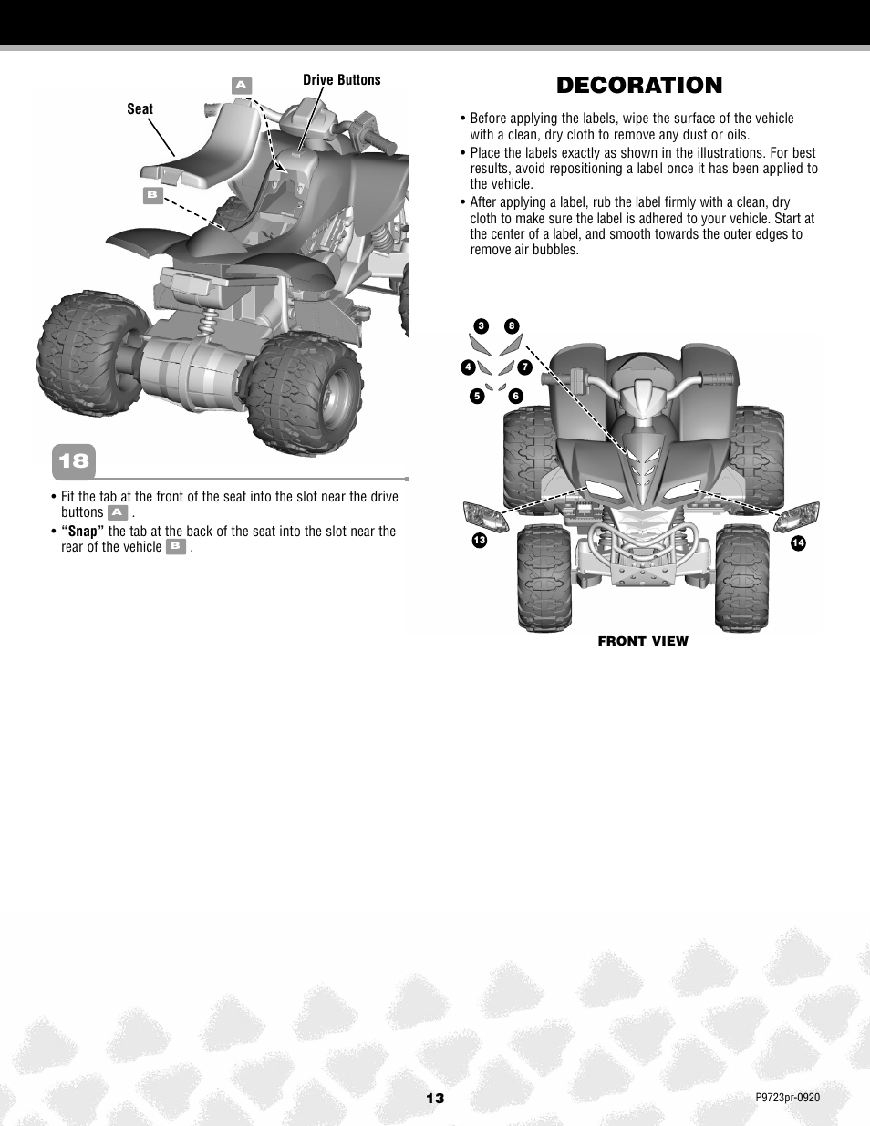 Decoration | Kawasaki P9723 User Manual | Page 13 / 25