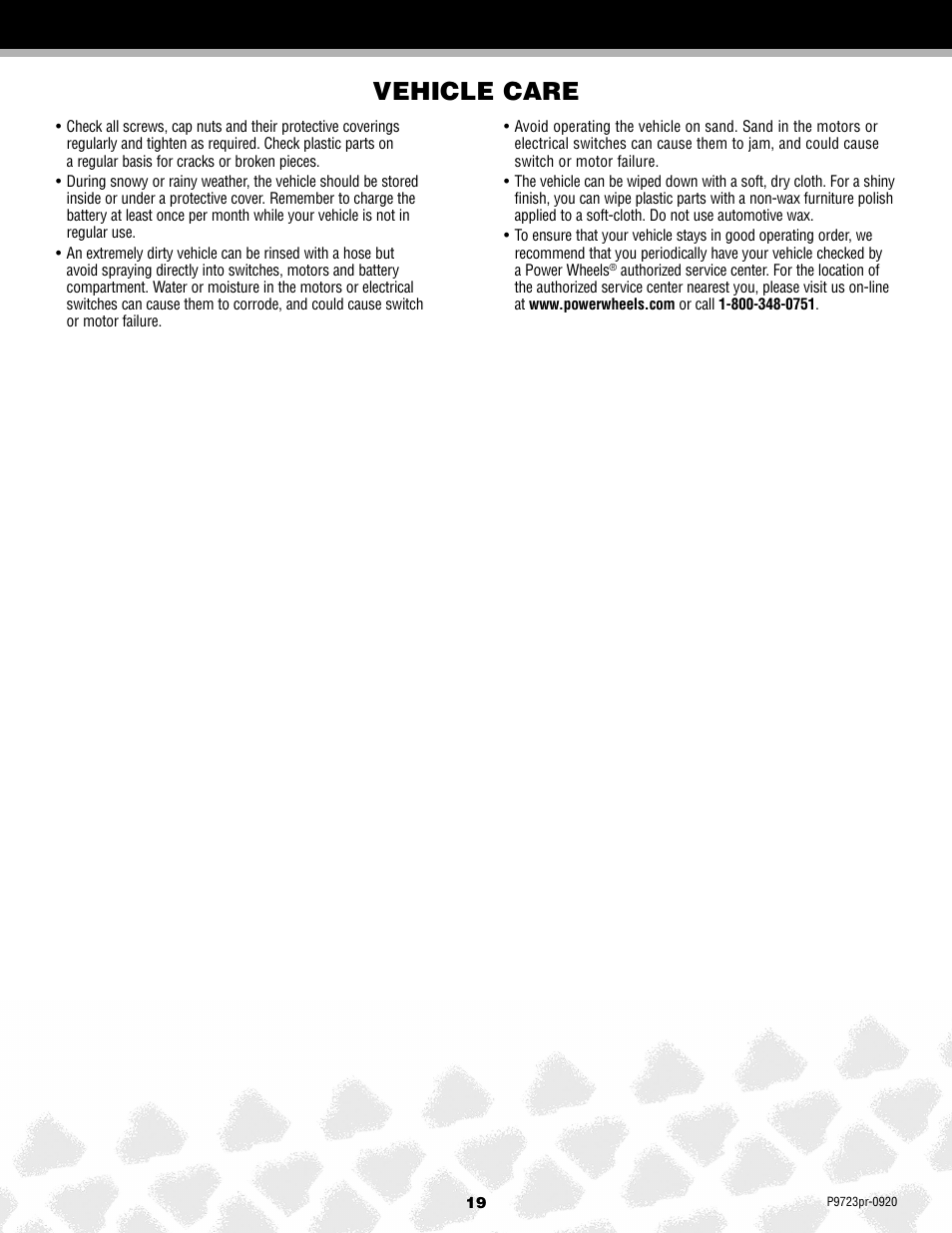 Vehicle care | Kawasaki P9723 User Manual | Page 19 / 25