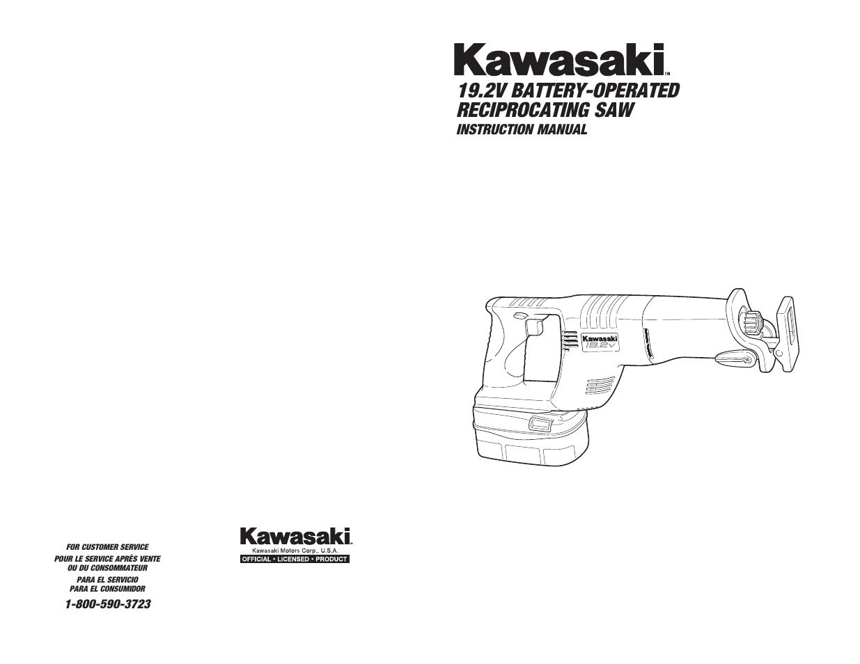 2v battery-operated reciprocating saw, Instruction manual | Kawasaki 840131-1HR User Manual | Page 13 / 24