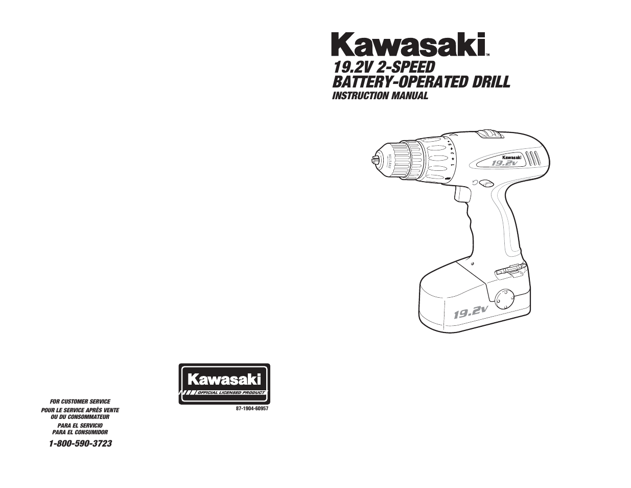2v 2-speed battery-operated drill, Instruction manual | Kawasaki 19.2V BATTERY-OPERATED WORKLIGHT 840646 User Manual | Page 23 / 34