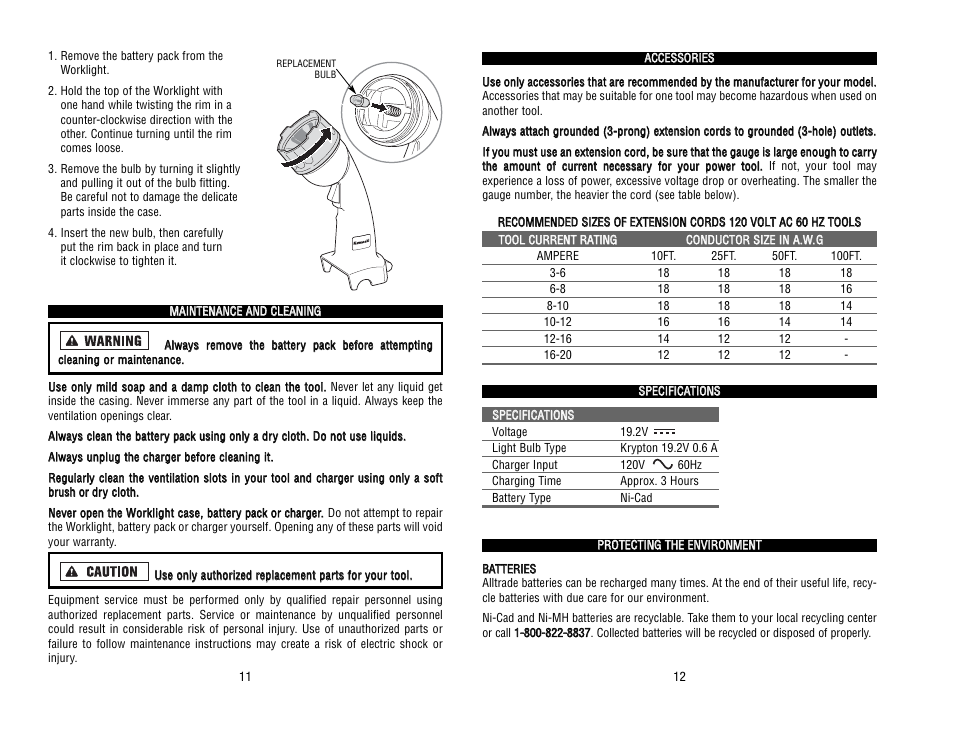 Kawasaki 19.2V BATTERY-OPERATED WORKLIGHT 840646 User Manual | Page 7 / 34