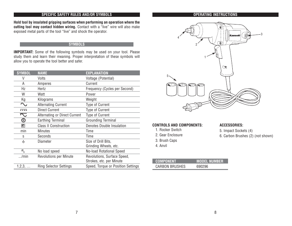 Kawasaki 1/2" IMPACT WRENCH KIT 690163 User Manual | Page 5 / 8