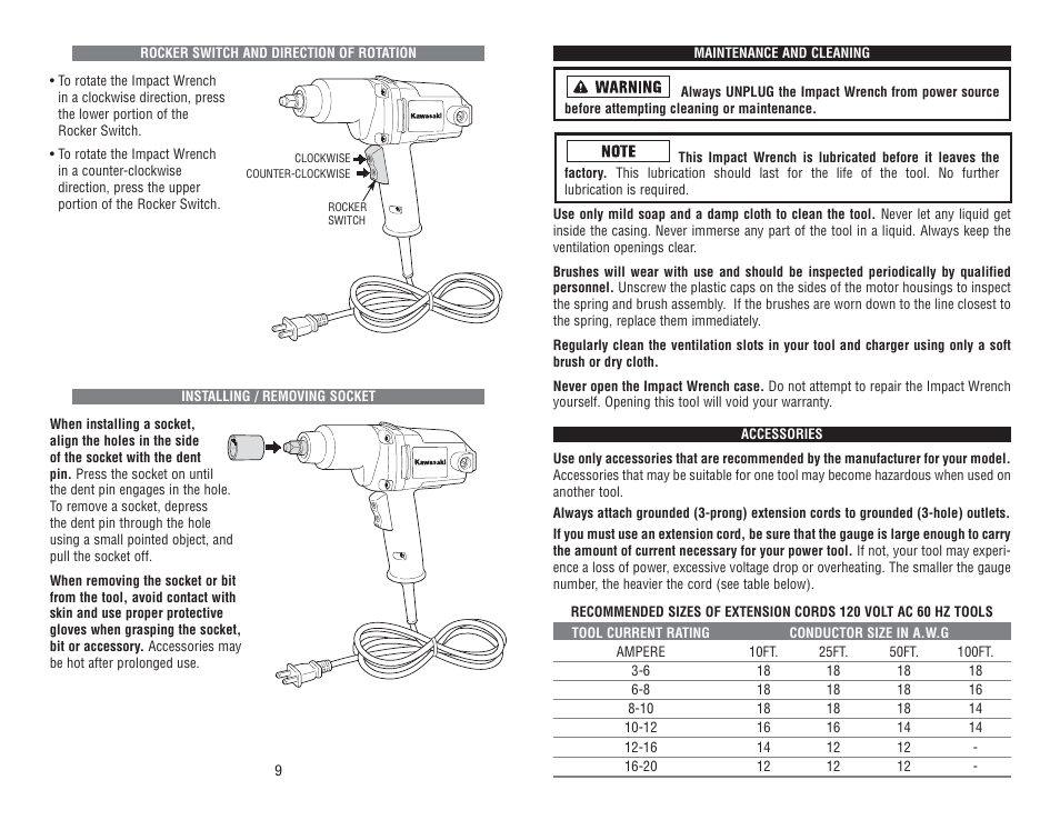 Kawasaki 1/2" IMPACT WRENCH KIT 690163 User Manual | Page 6 / 8
