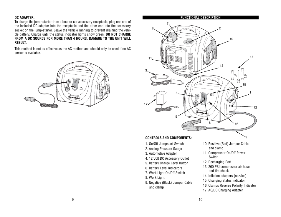 Kawasaki Rechargeable Jumpstarter 840095 User Manual | Page 6 / 11