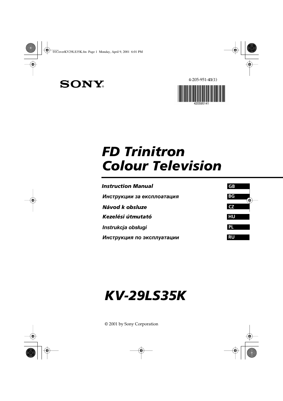 Sony KV-29LS35K User Manual | 122 pages