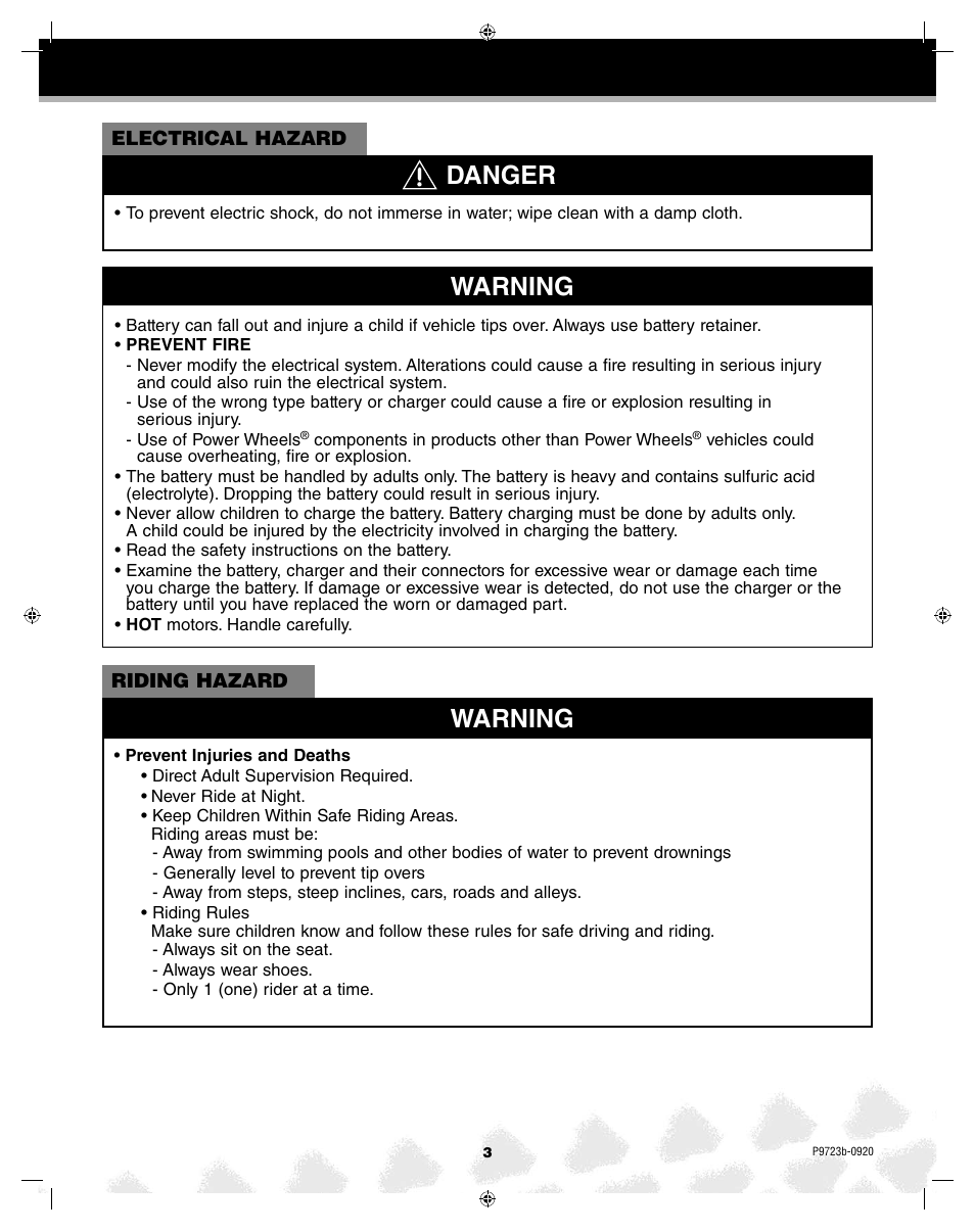 Warning, Danger | Kawasaki KFX T4872 User Manual | Page 3 / 25