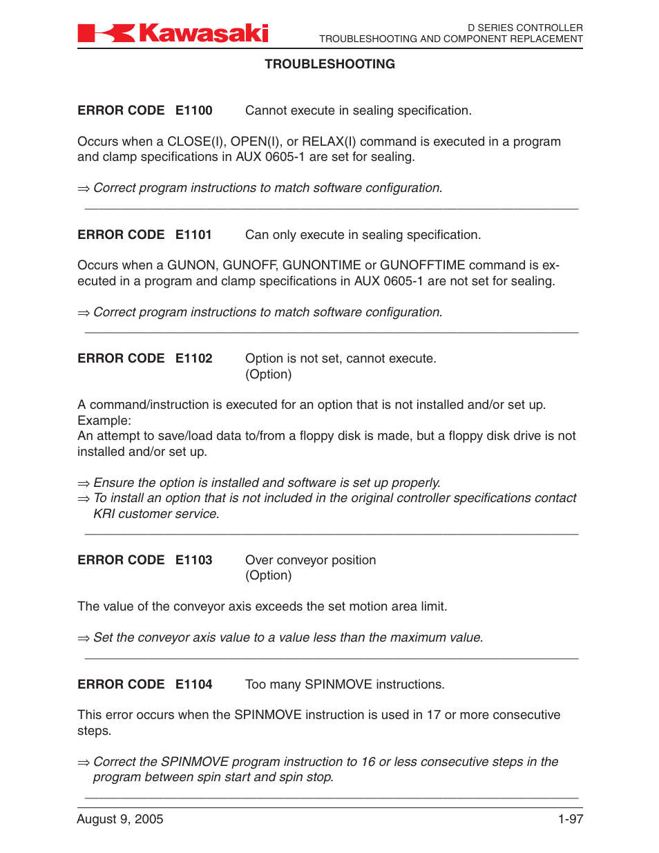 Kawasaki D Series Controller MPVDCONTV113E-3 User Manual | Page 100 / 259