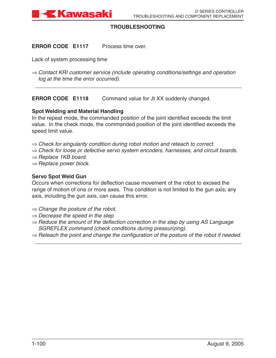 Kawasaki D Series Controller MPVDCONTV113E-3 User Manual | Page 103 / 259
