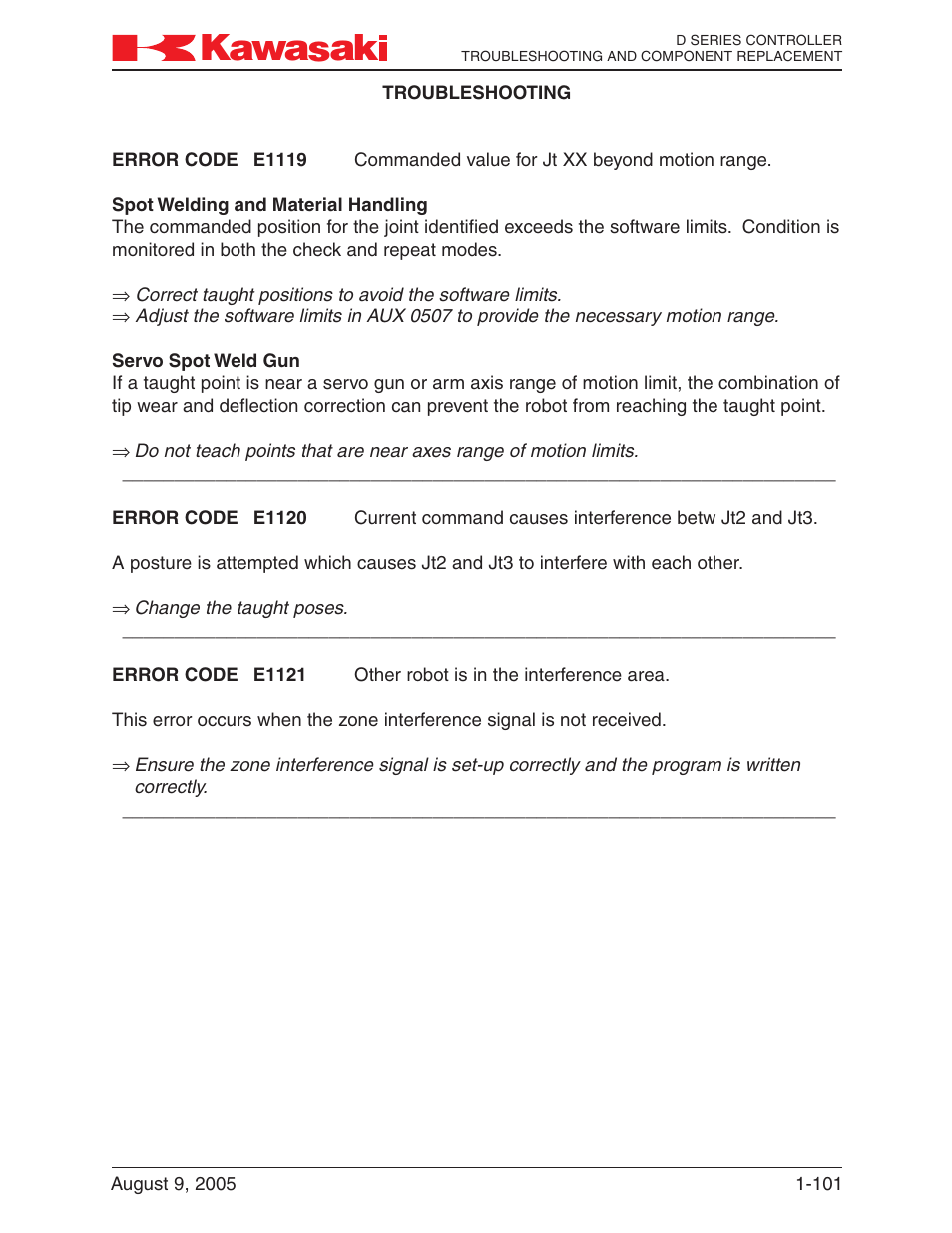 Kawasaki D Series Controller MPVDCONTV113E-3 User Manual | Page 104 / 259