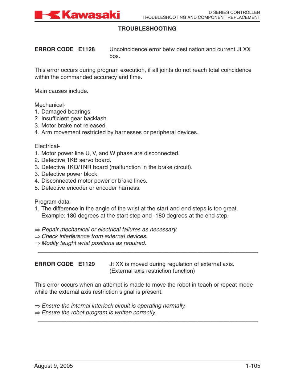 Kawasaki D Series Controller MPVDCONTV113E-3 User Manual | Page 108 / 259