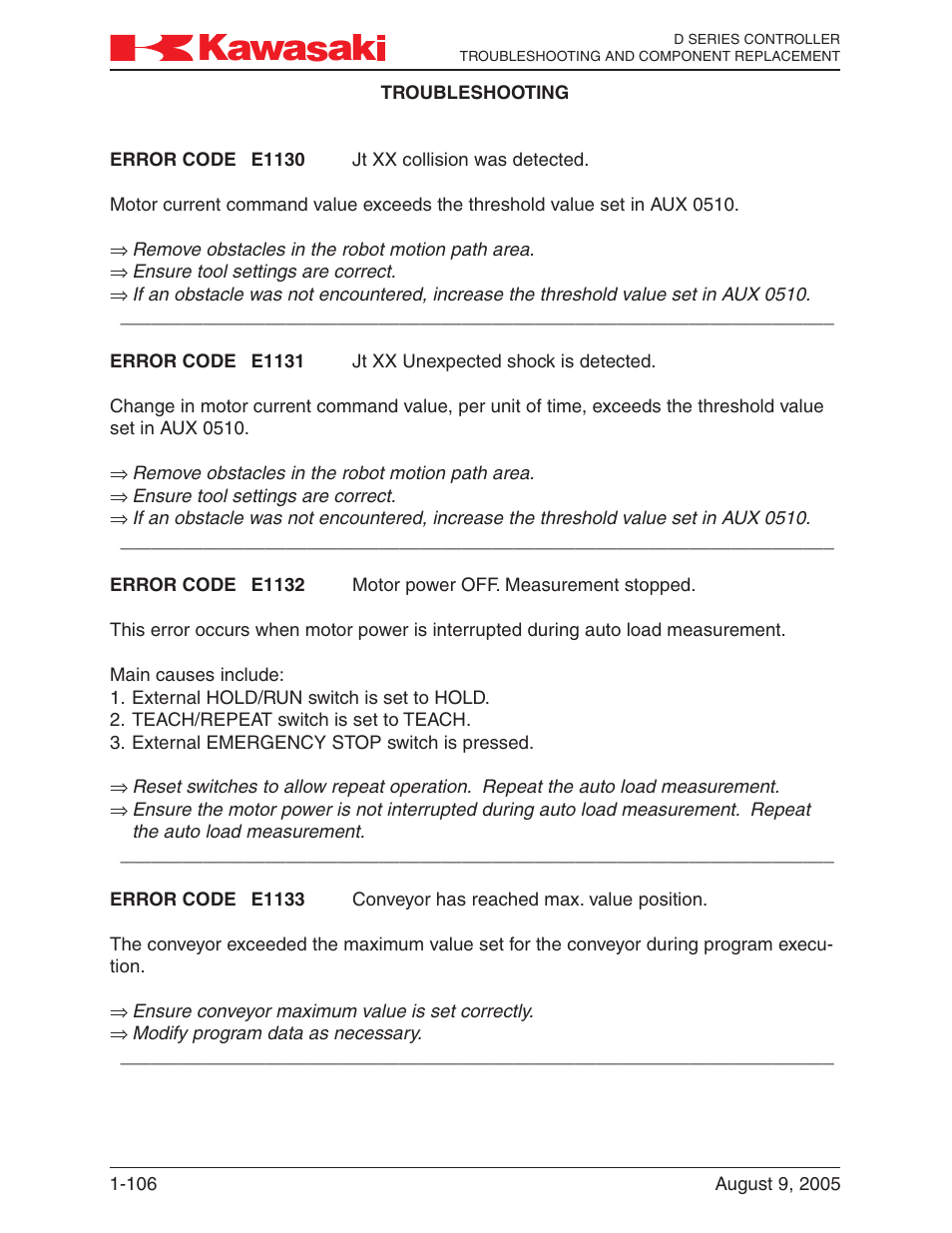 Kawasaki D Series Controller MPVDCONTV113E-3 User Manual | Page 109 / 259