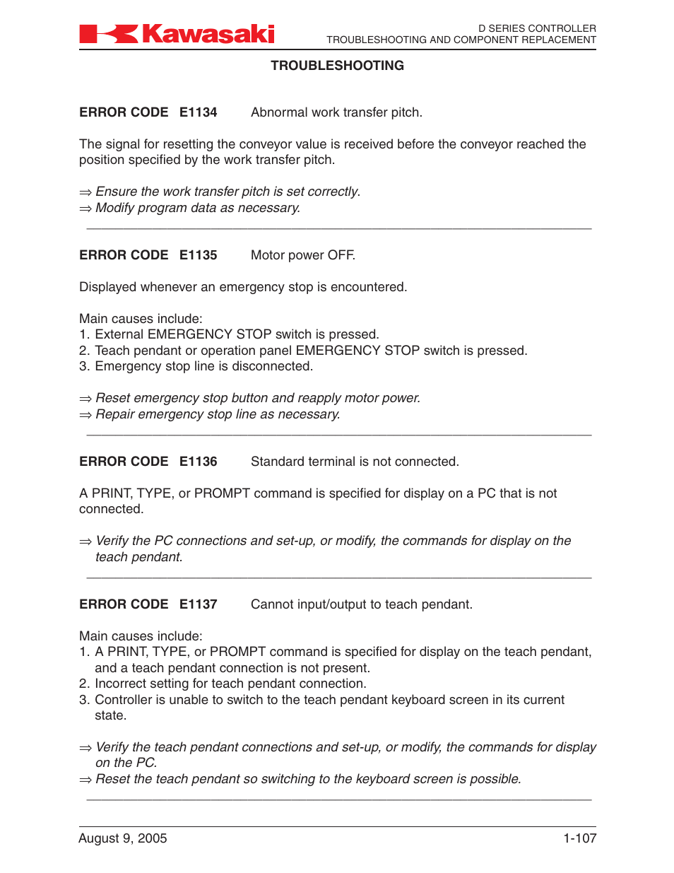 Kawasaki D Series Controller MPVDCONTV113E-3 User Manual | Page 110 / 259