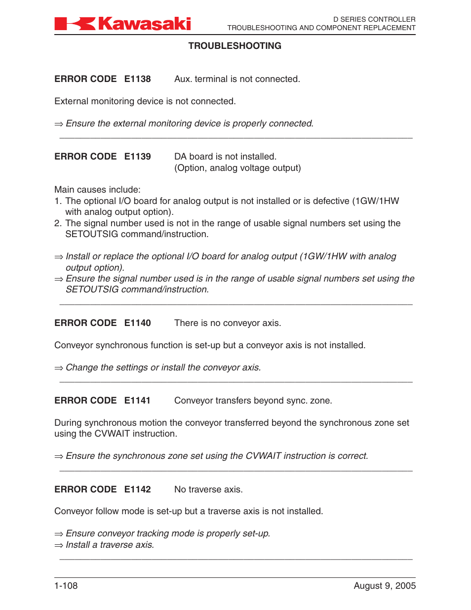 Kawasaki D Series Controller MPVDCONTV113E-3 User Manual | Page 111 / 259