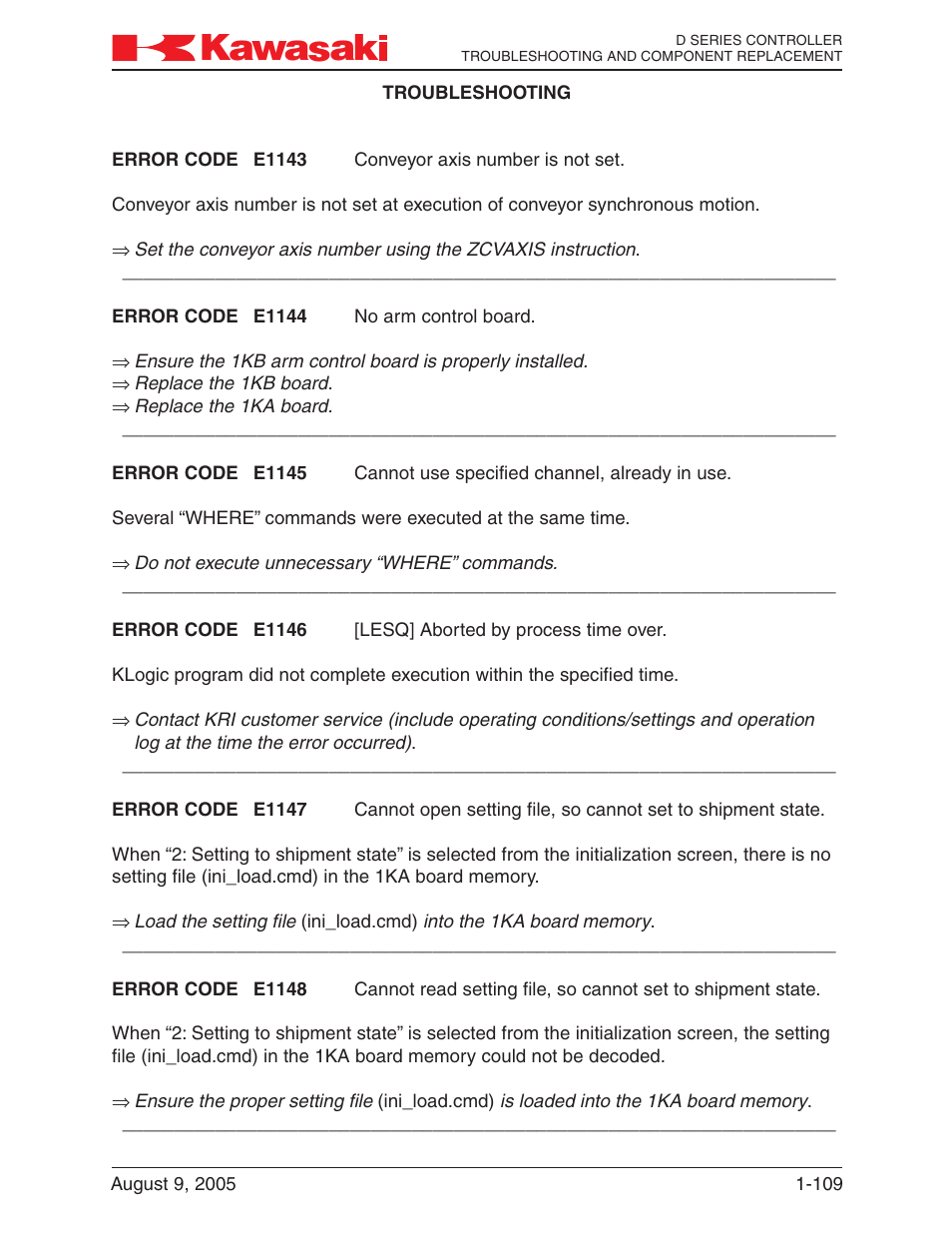 Kawasaki D Series Controller MPVDCONTV113E-3 User Manual | Page 112 / 259