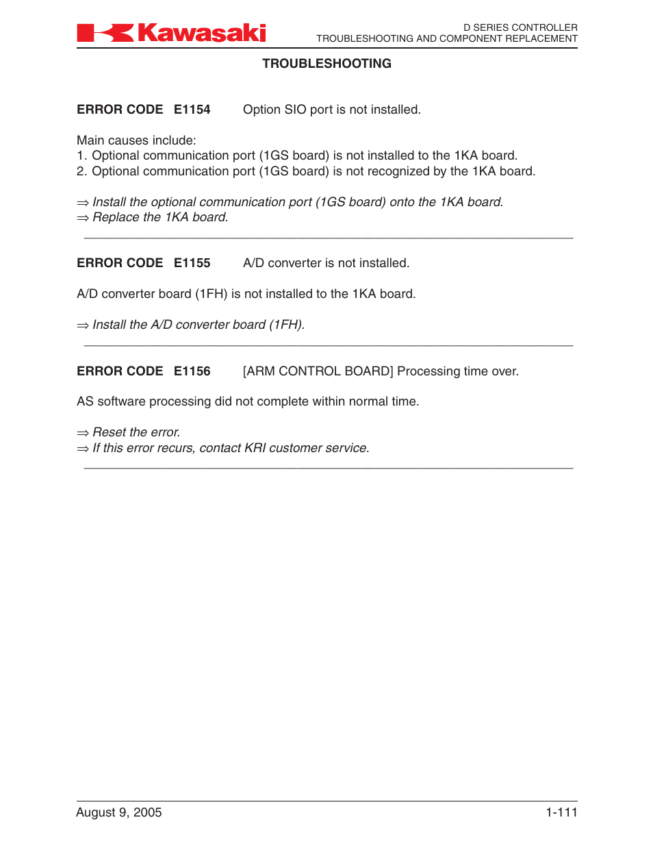 Kawasaki D Series Controller MPVDCONTV113E-3 User Manual | Page 114 / 259