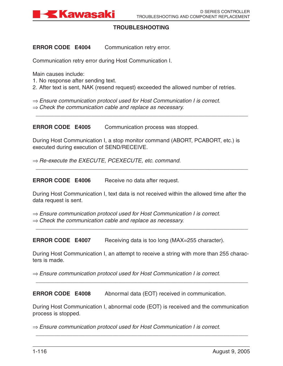 Kawasaki D Series Controller MPVDCONTV113E-3 User Manual | Page 119 / 259