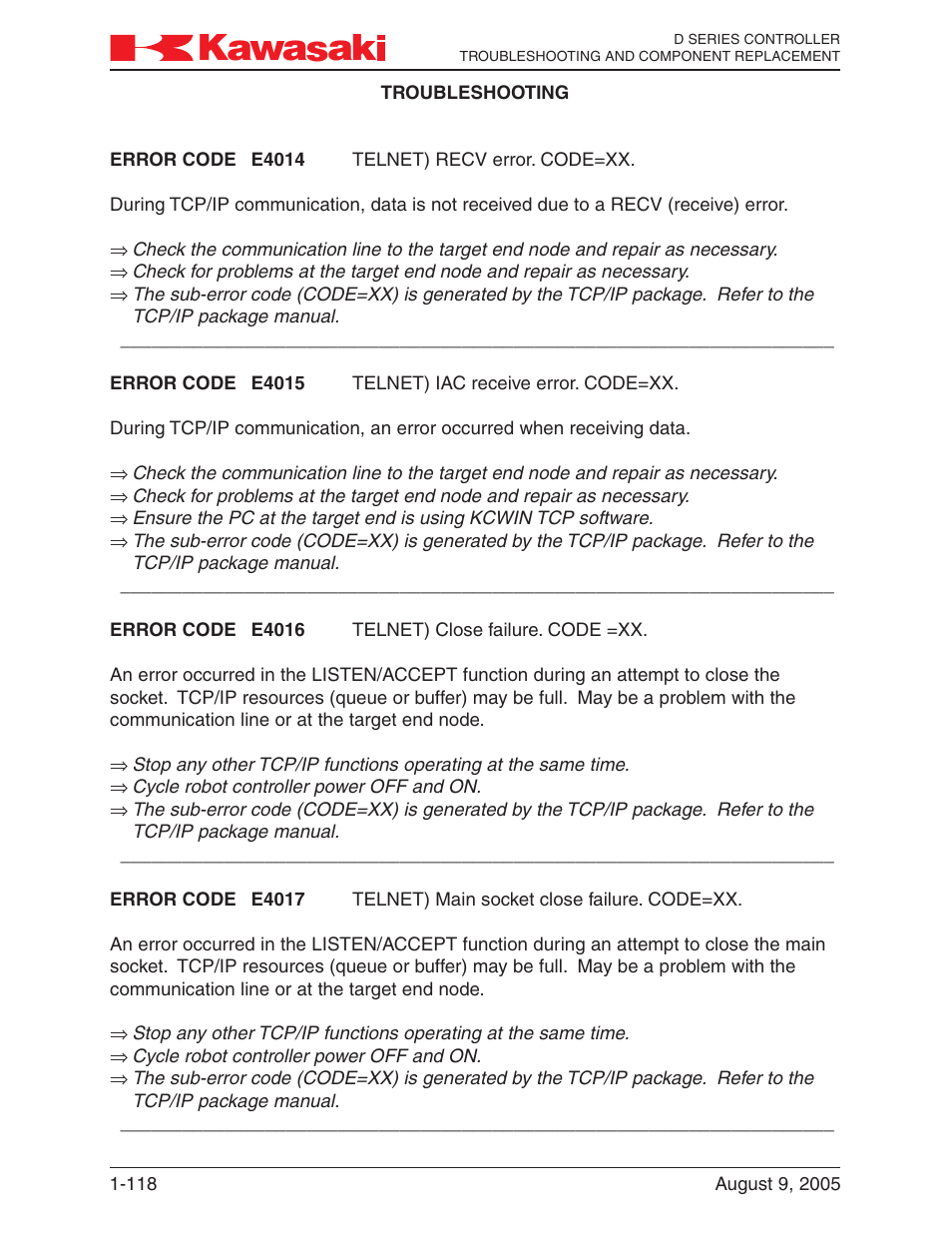 Kawasaki D Series Controller MPVDCONTV113E-3 User Manual | Page 121 / 259