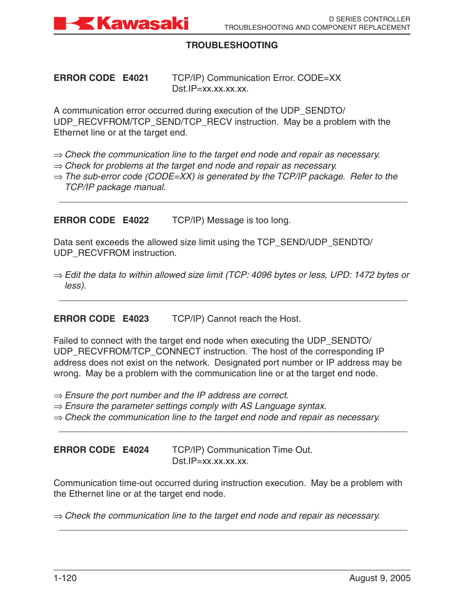 Kawasaki D Series Controller MPVDCONTV113E-3 User Manual | Page 123 / 259