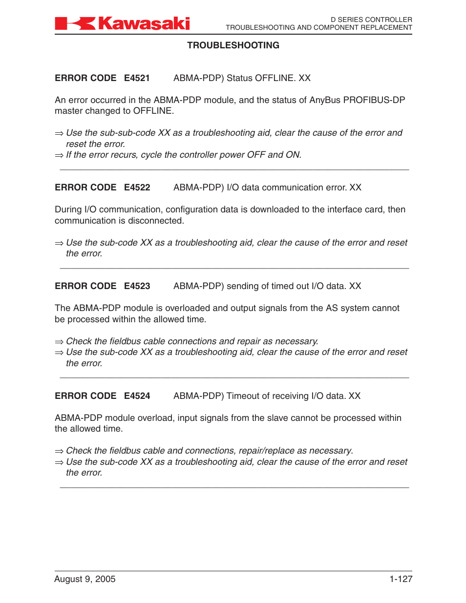 Kawasaki D Series Controller MPVDCONTV113E-3 User Manual | Page 130 / 259