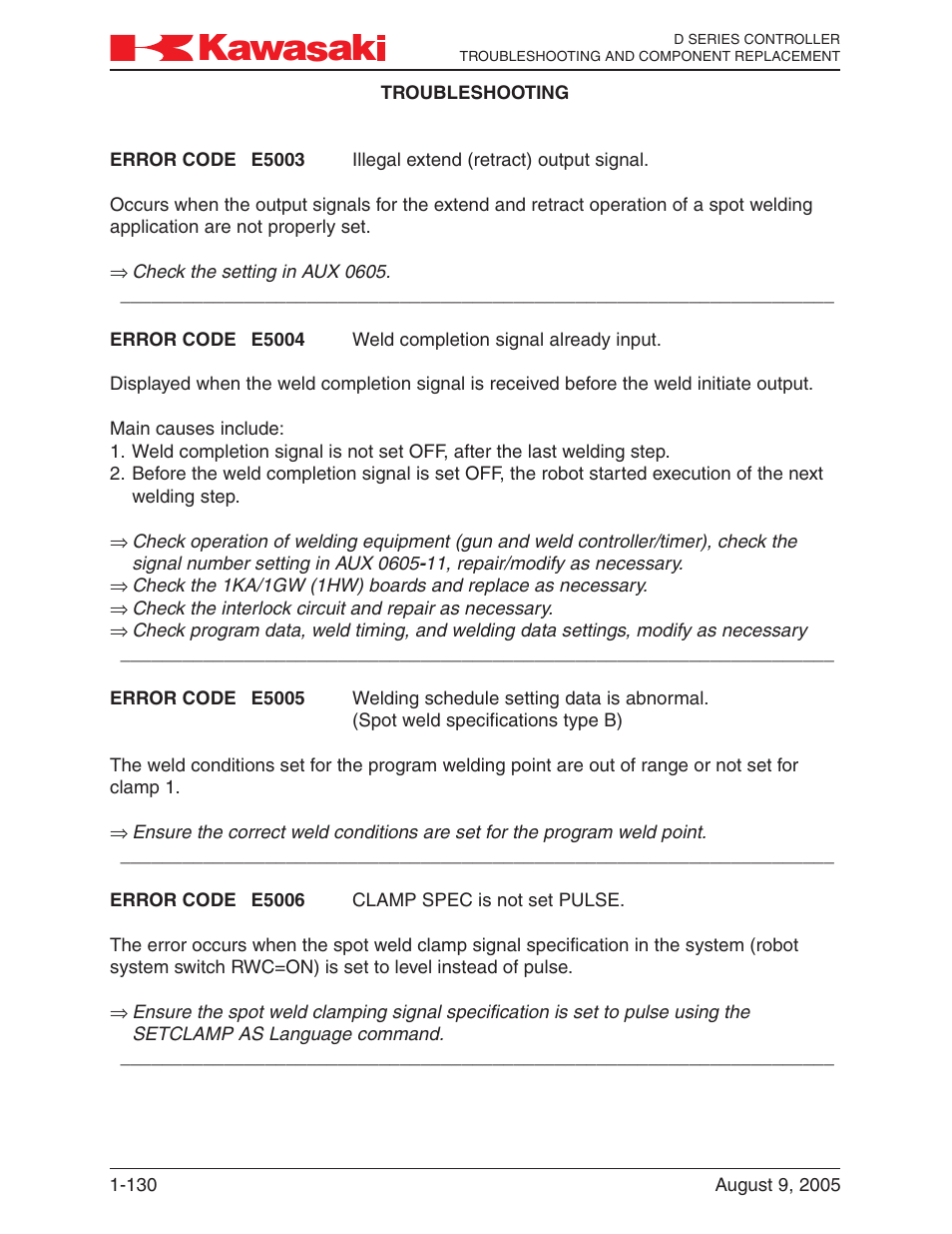 Kawasaki D Series Controller MPVDCONTV113E-3 User Manual | Page 133 / 259