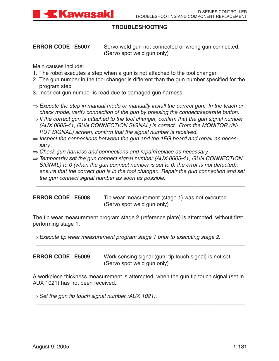 Kawasaki D Series Controller MPVDCONTV113E-3 User Manual | Page 134 / 259