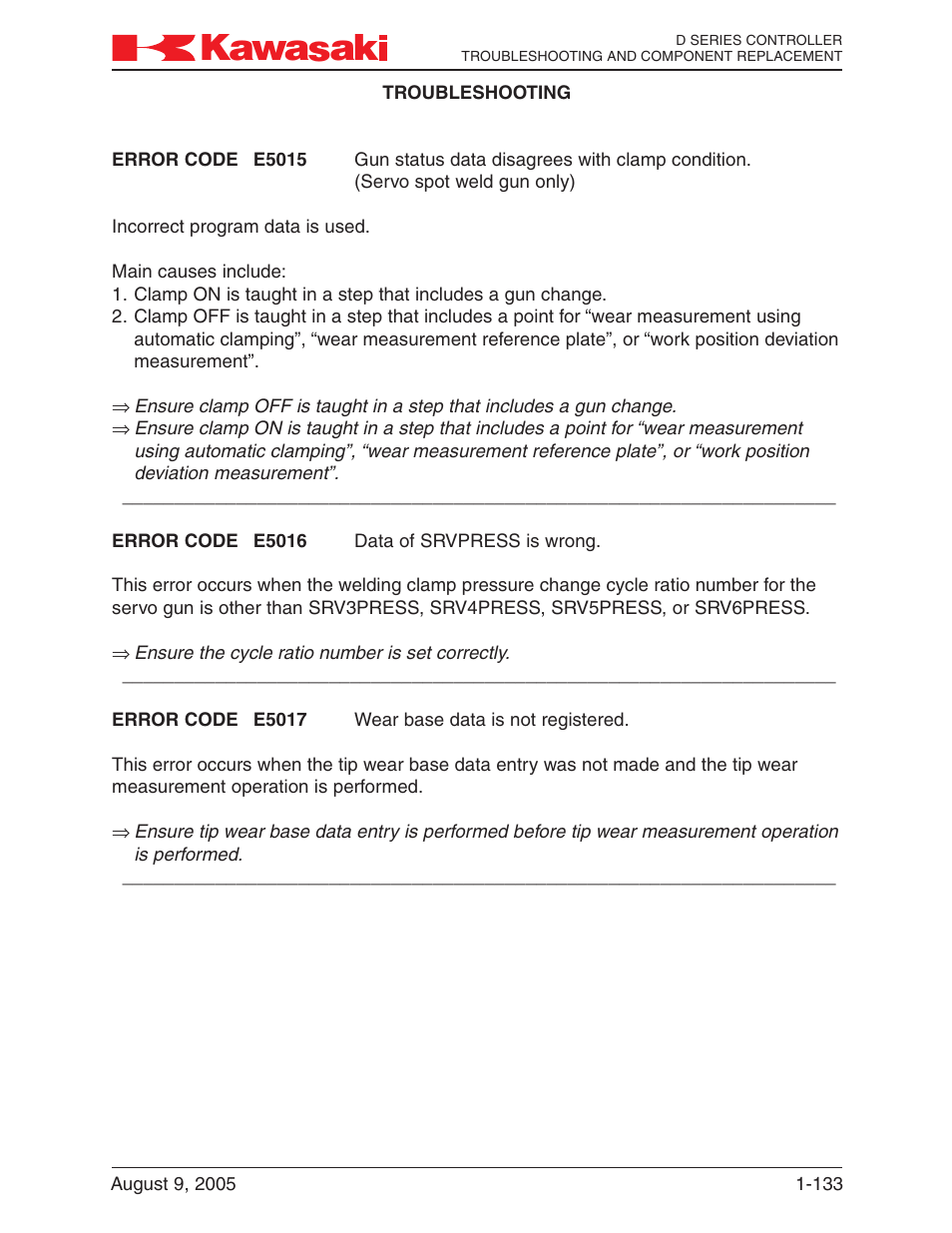 Kawasaki D Series Controller MPVDCONTV113E-3 User Manual | Page 136 / 259